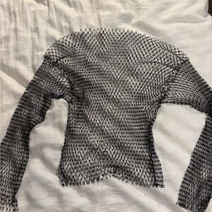 Black Mesh Long Sleeve Top